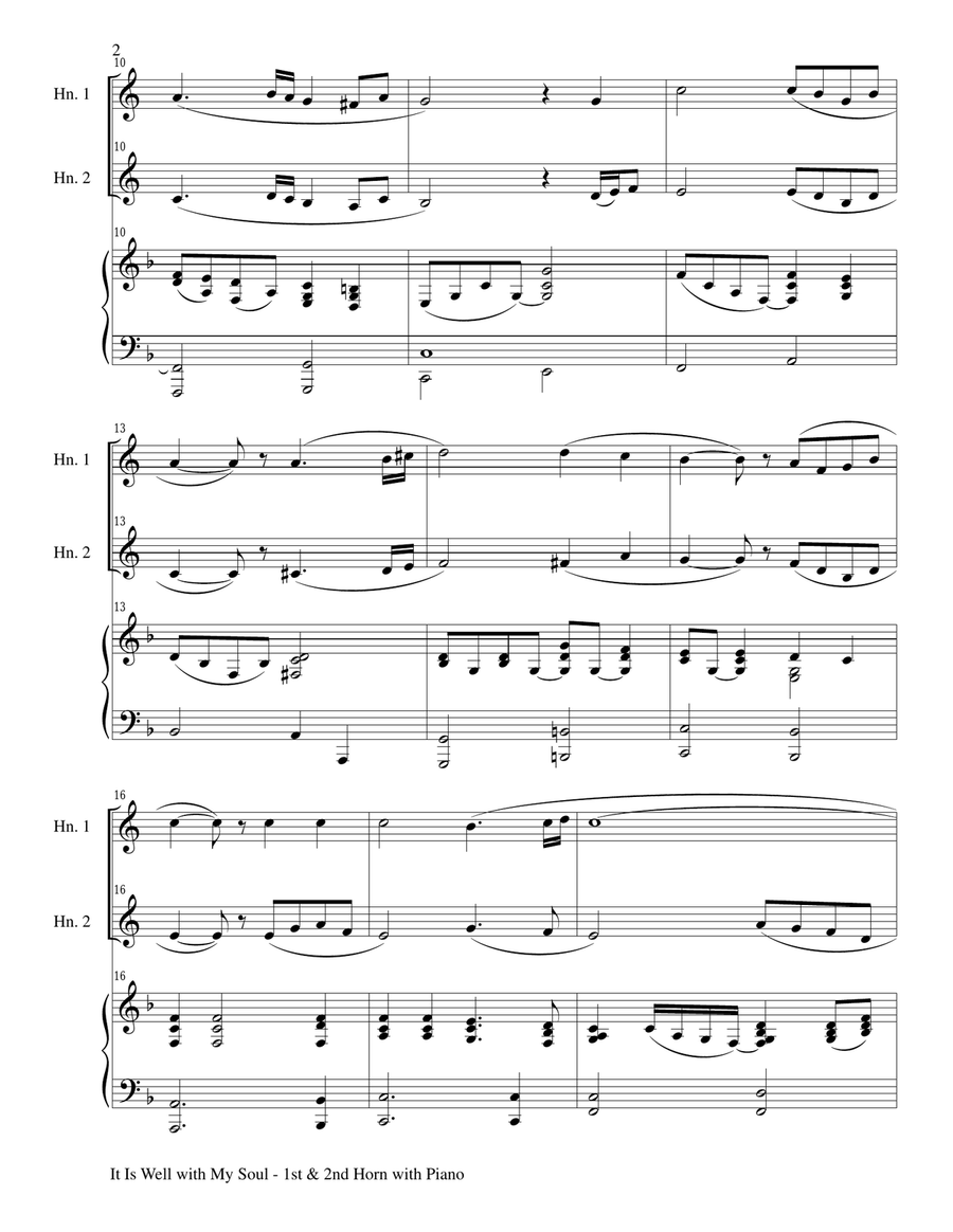 IT IS WELL WITH MY SOUL (Trio - French Horn 1 & 2, and Piano with Score and Parts) Brass Trio scores gallery preview page 2