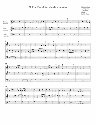 9. Die Prunlein, die da vliessen (arrangement for 3 recorders)