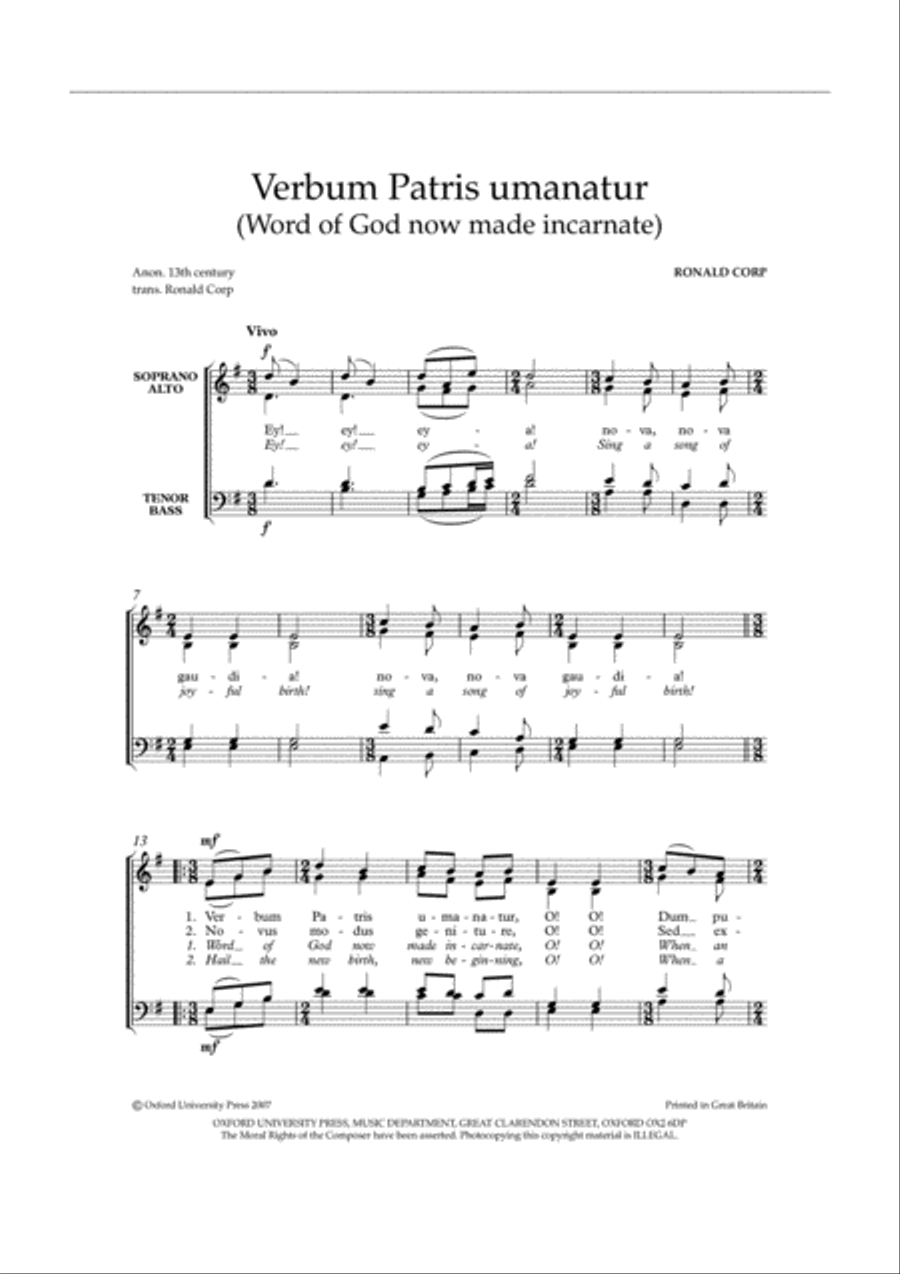 Verbum Patris umanatur (Word of God now made incarnate) 4-Part scores gallery preview page 2