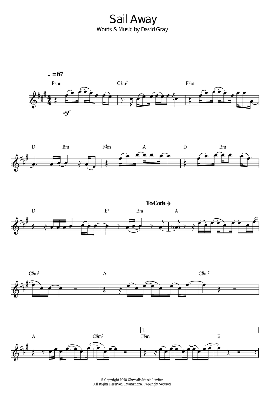 Sail Away Alto Saxophone scores gallery preview page 1