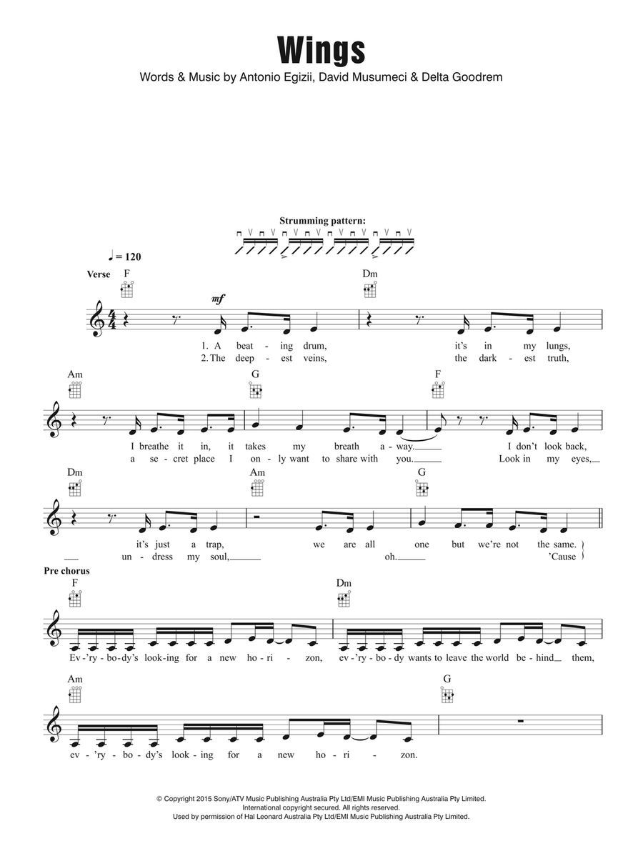 Wings Wings Ukulele scores gallery preview page 1