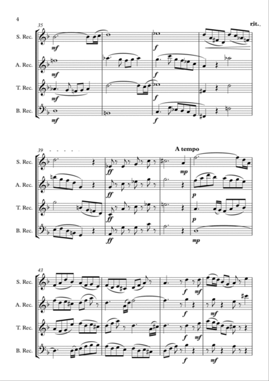 Evocations - Recorder Quartet Chamber Music scores gallery preview page 4