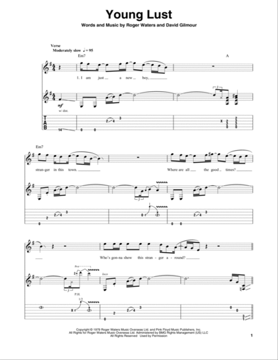 Young Lust Electric Guitar scores gallery preview page 1
