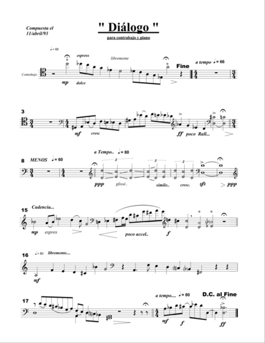 Dialogo for Double Bass and Piano String Duet scores gallery preview page 1