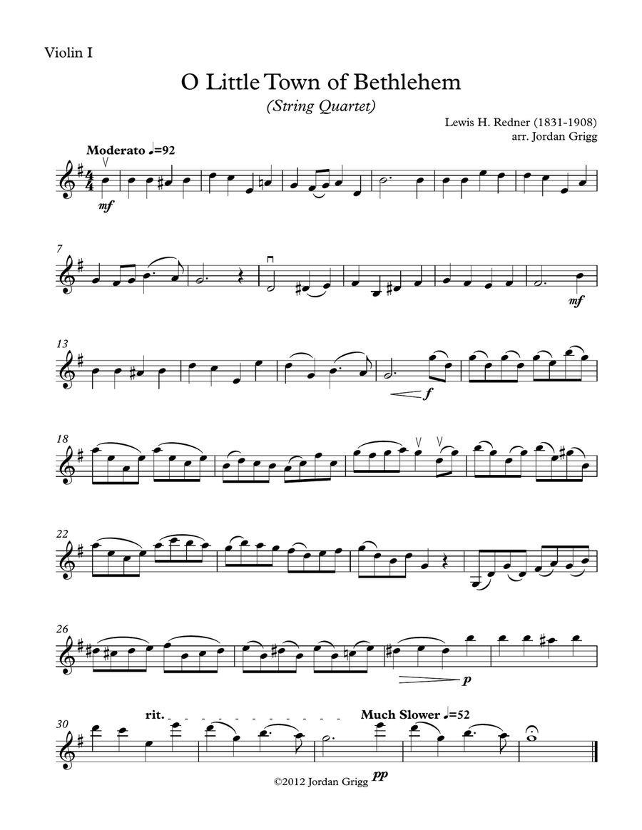O Little Town of Bethlehem (String Quartet) String Quartet scores gallery preview page 3