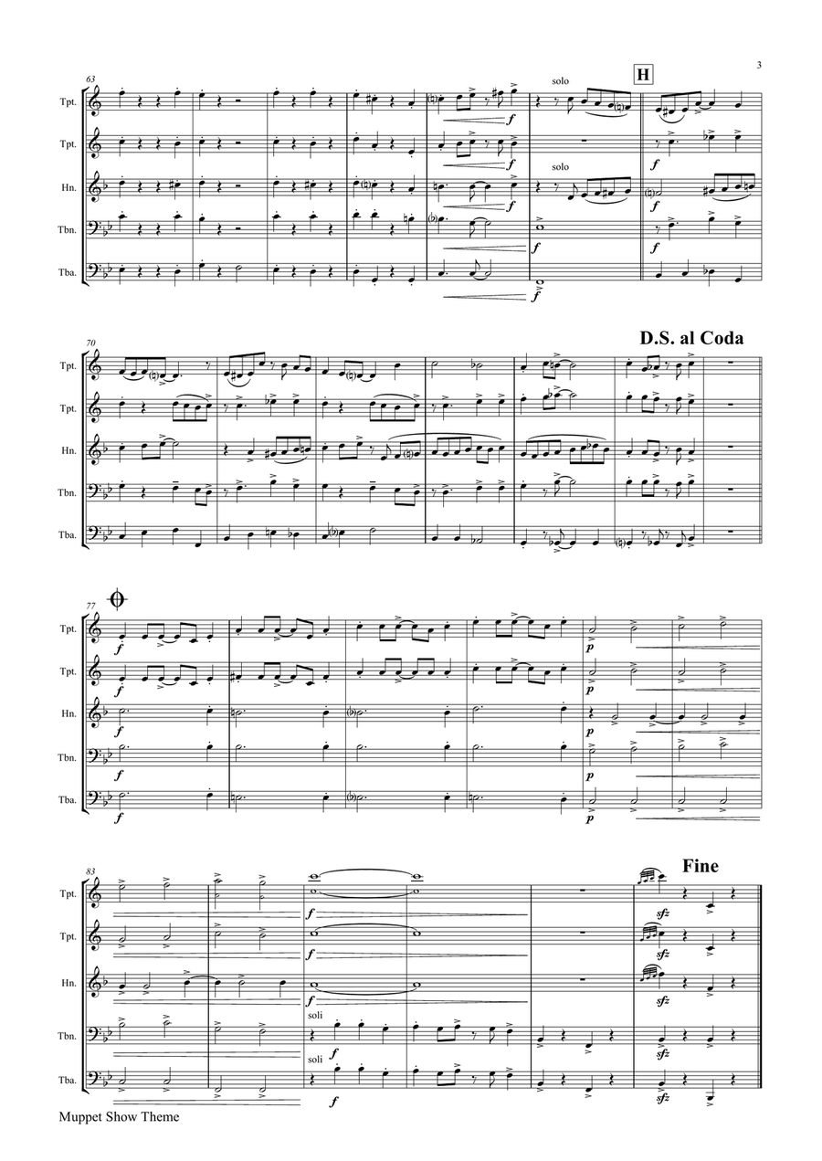 The Muppet Show Theme Brass Ensemble scores gallery preview page 3