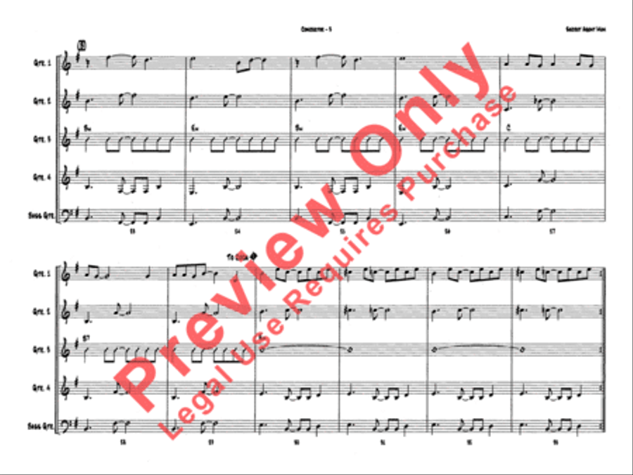 Belwin's 21st Century Guitar Ensemble -- Secret Agent Man Guitar Ensemble scores gallery preview page 5