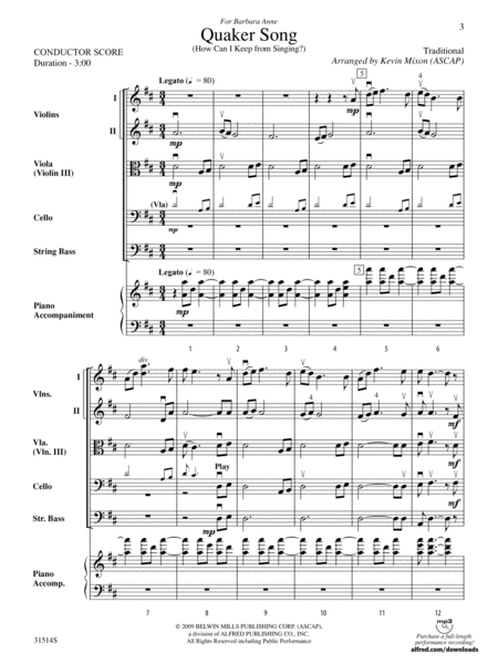 Quaker Song (How Can I Keep from Singing?): Score