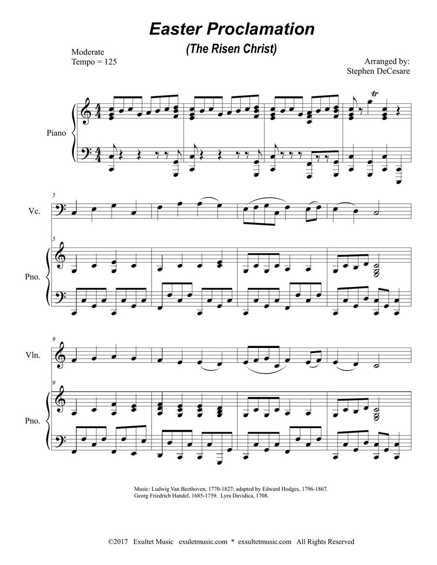 Easter Proclamation (The Risen Christ) (Duet for Violin and Cello) Piano Trio scores gallery preview page 1