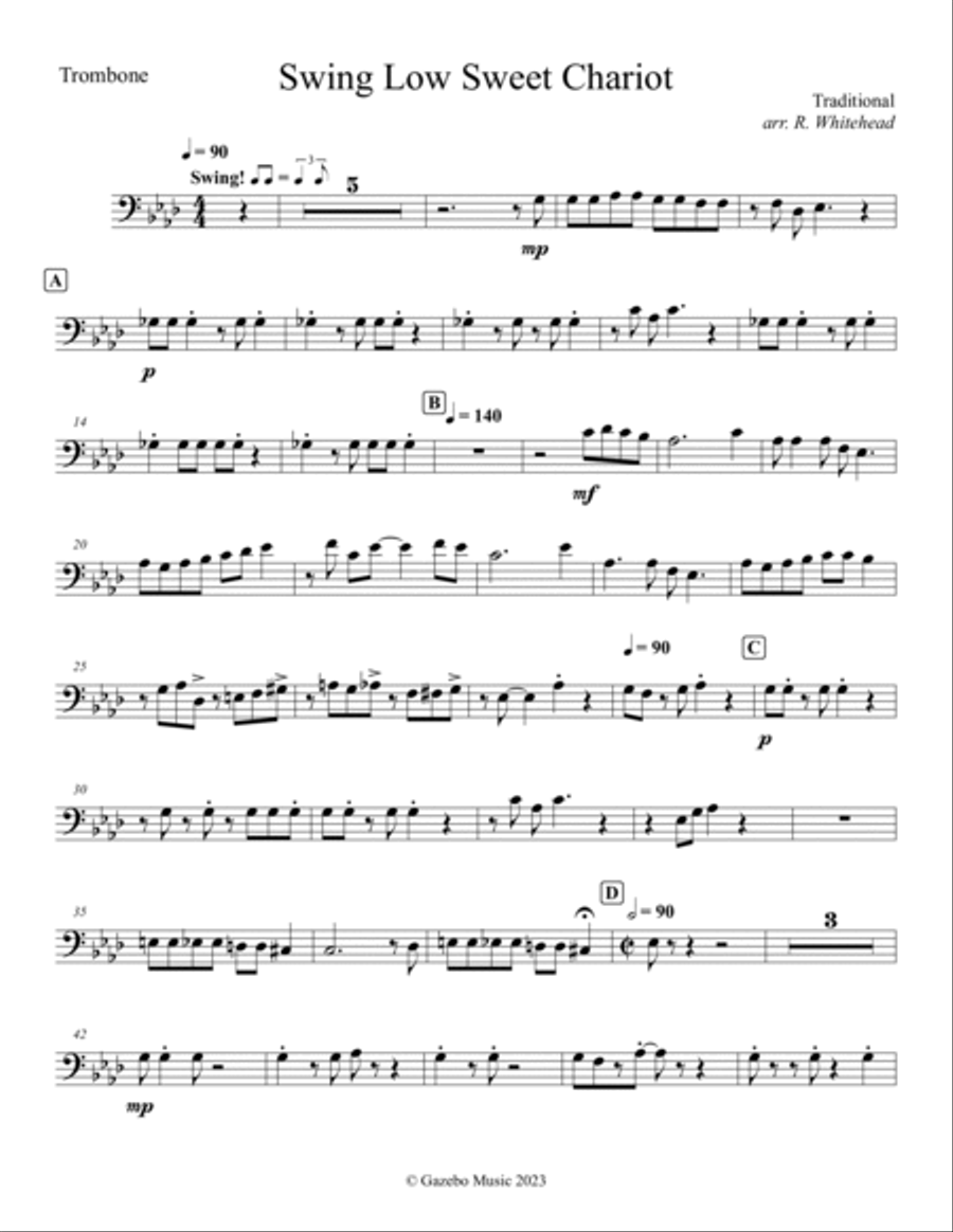 Swing Low Sweet Chariot Swing Low Sweet Chariot Brass Quintet scores gallery preview page 3