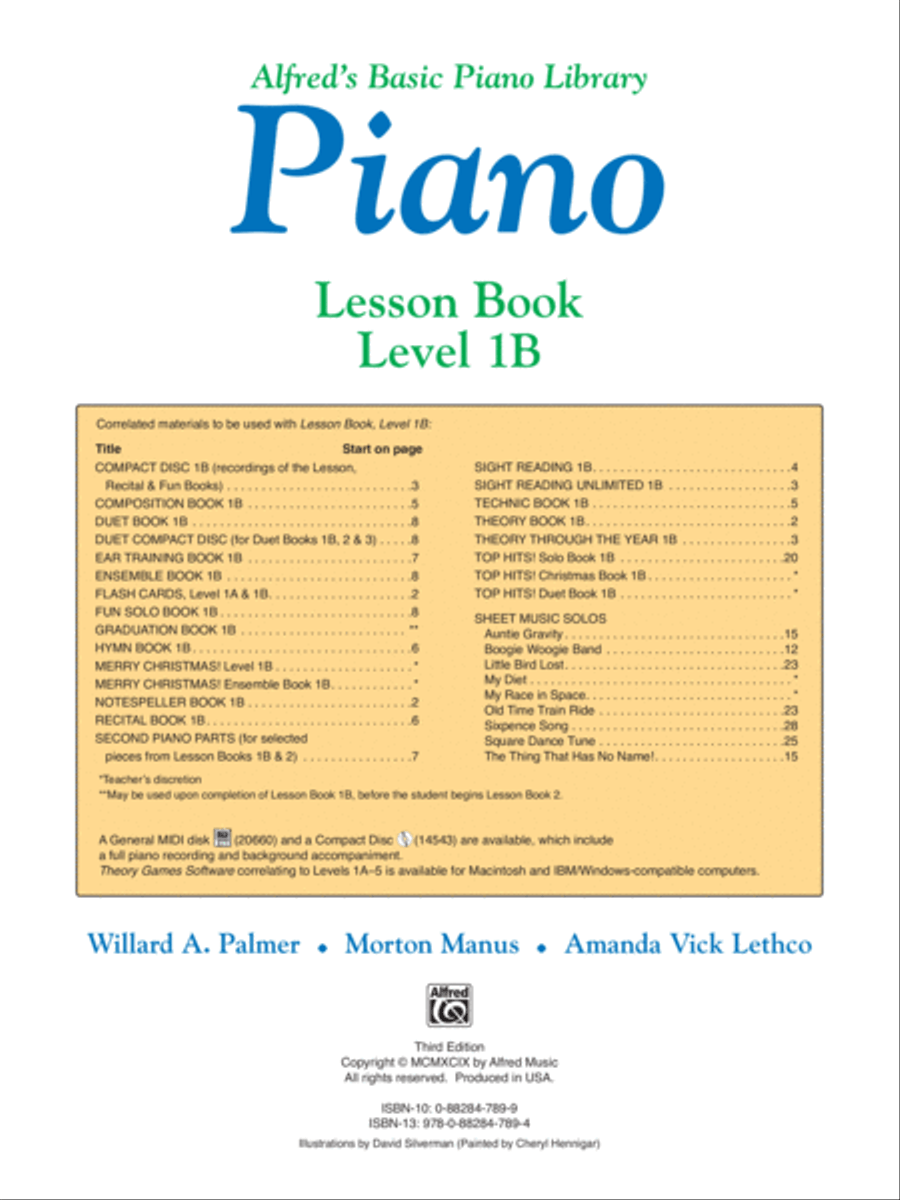 Alfred's Basic Piano Course Lesson Book, Level 1B