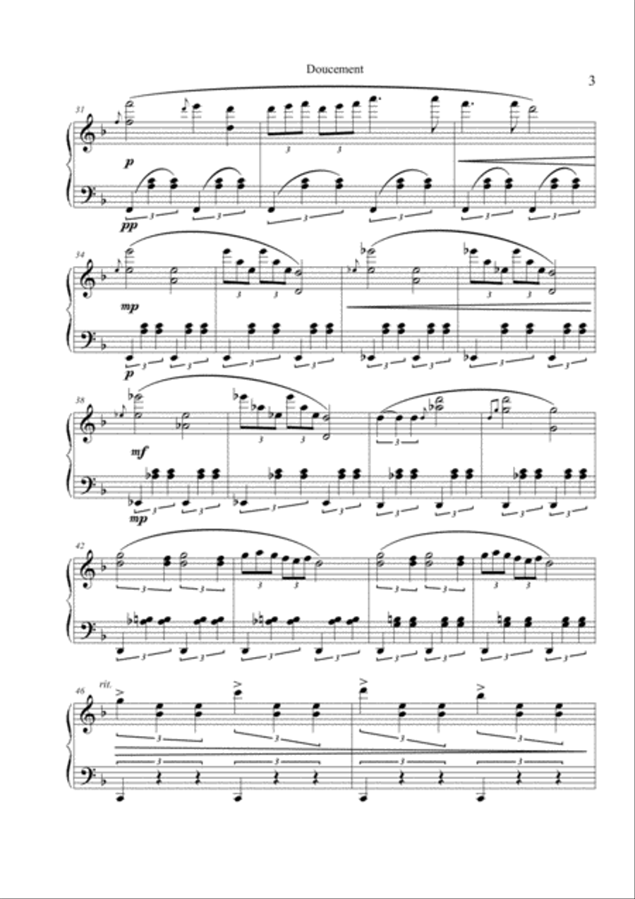 Doucement (Op. 11 Nocturne N°3 in F) Piano Solo scores gallery preview page 3