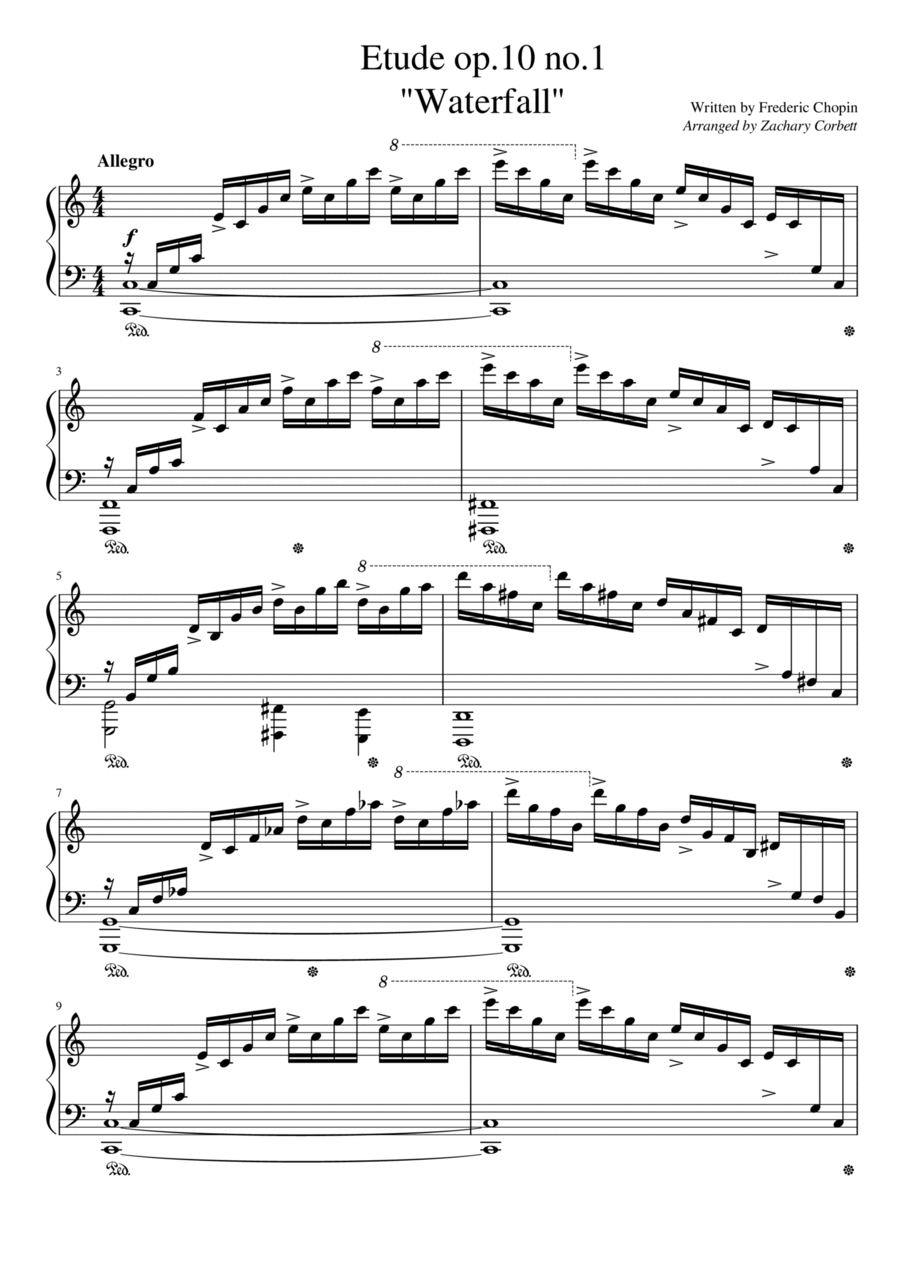 Etude Op. 10 No. 1 Waterfall Piano Method scores gallery preview page 1
