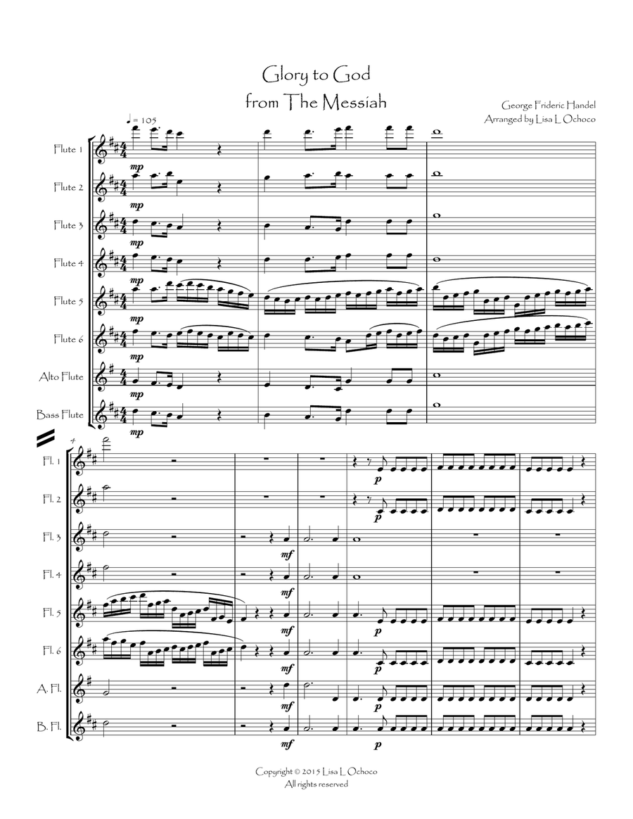 Glory to God from The Messiah for Flute Choir Glory to God from The Messiah for Flute Choir Flute Choir scores gallery preview page 3