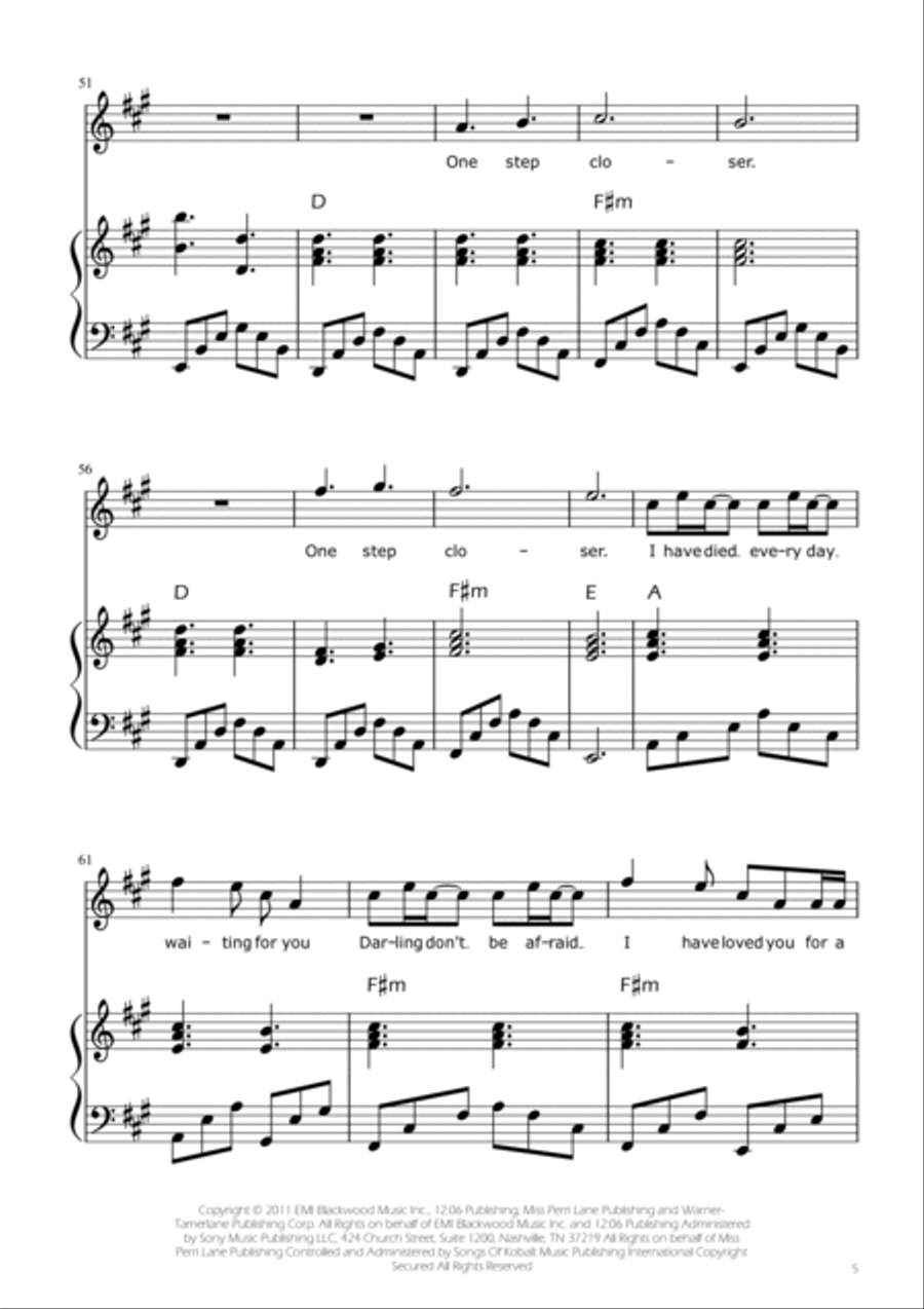 A Thousand Years Piano, Vocal scores gallery preview page 5