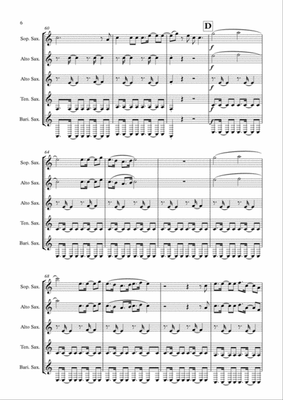 I Lived I Lived Saxophone Quintet scores gallery preview page 6
