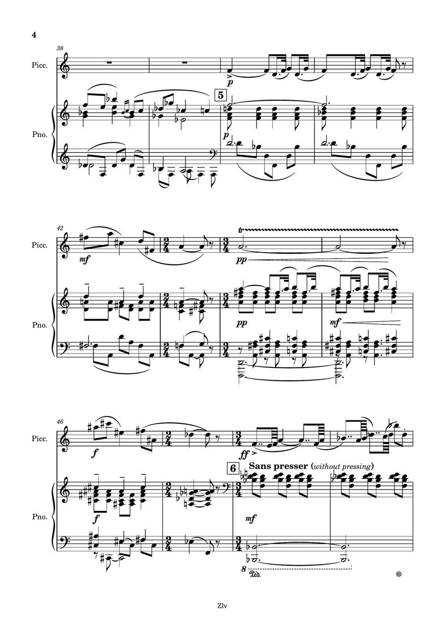 Sonata for Oboe and Piano, I. Elégie, {Piccolo Version} Piccolo scores gallery preview page 4