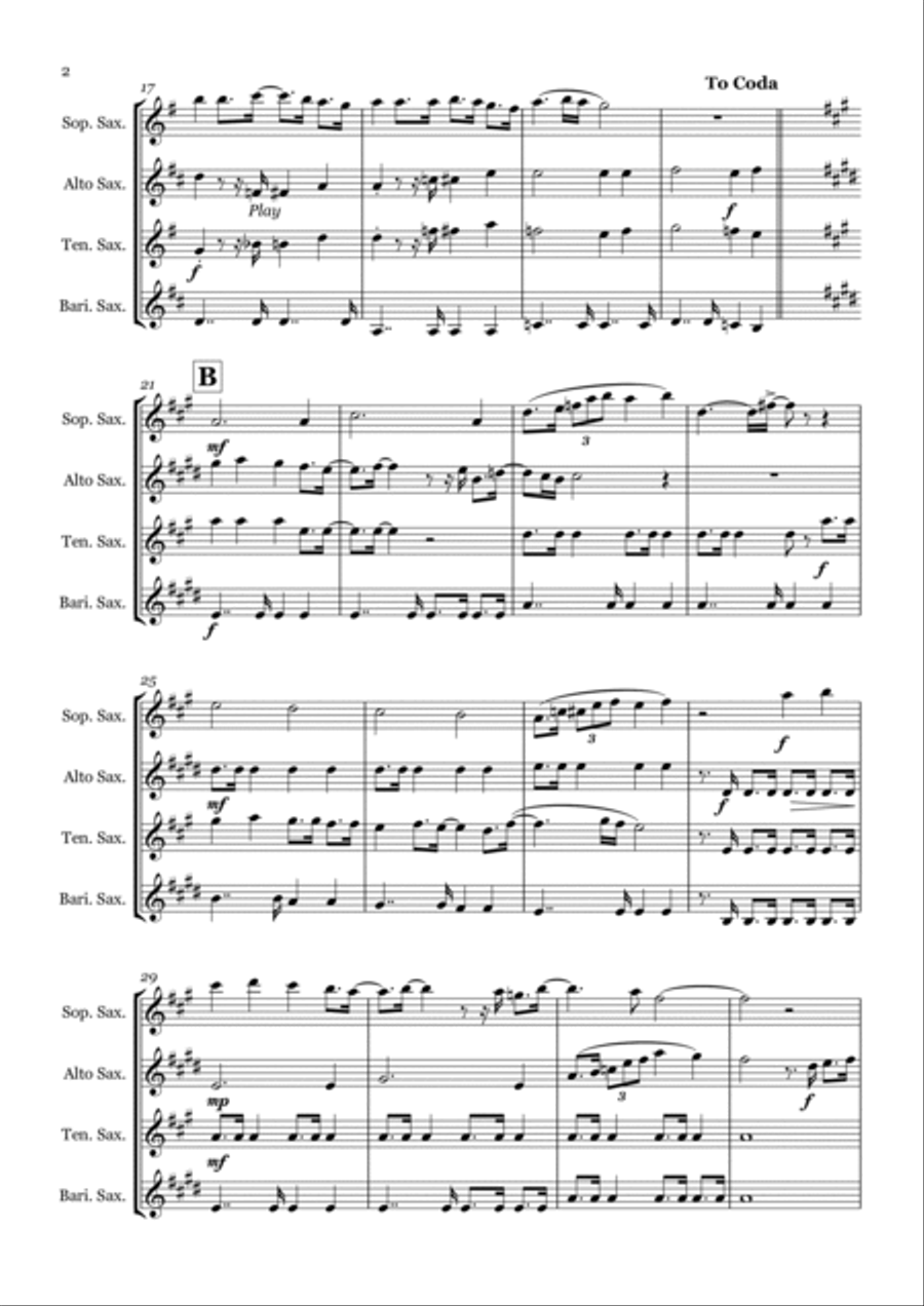 I Wish It Could Be Christmas Every Day Saxophone Quartet scores gallery preview page 2