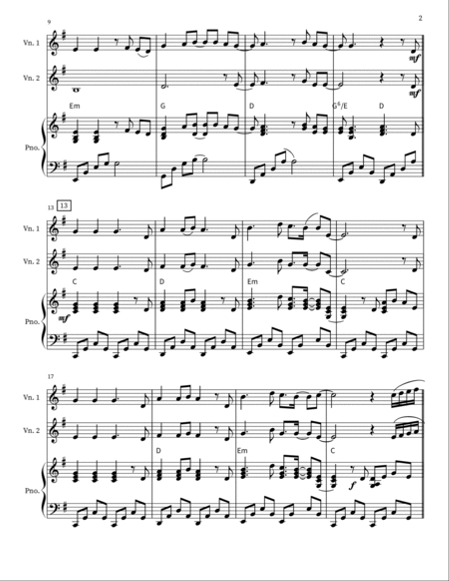 Broken Vessels (Amazing Grace) String Duet scores gallery preview page 2