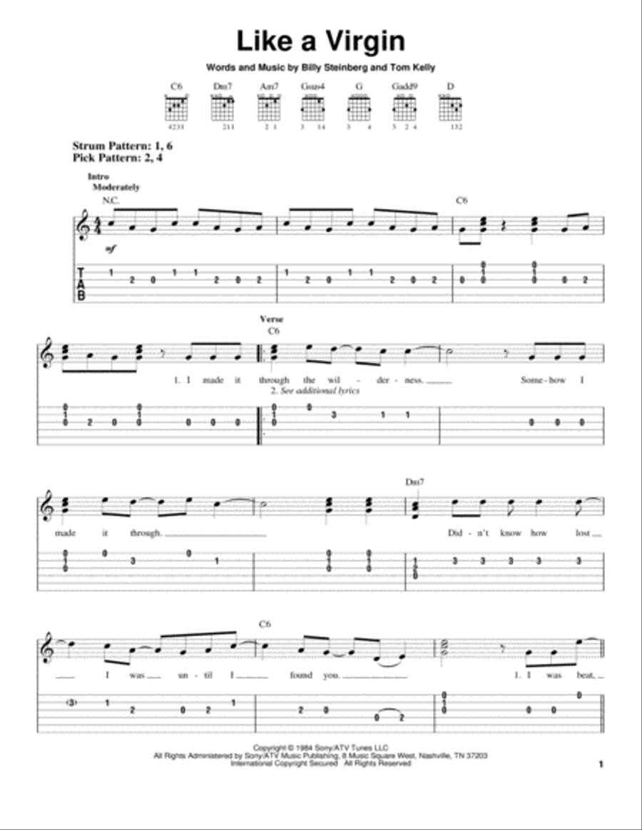 Like A Virgin Acoustic Guitar scores gallery preview page 1