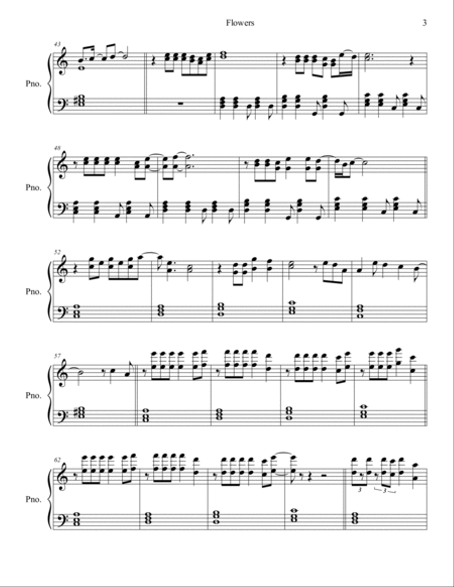 Flowers Easy Piano scores gallery preview page 3