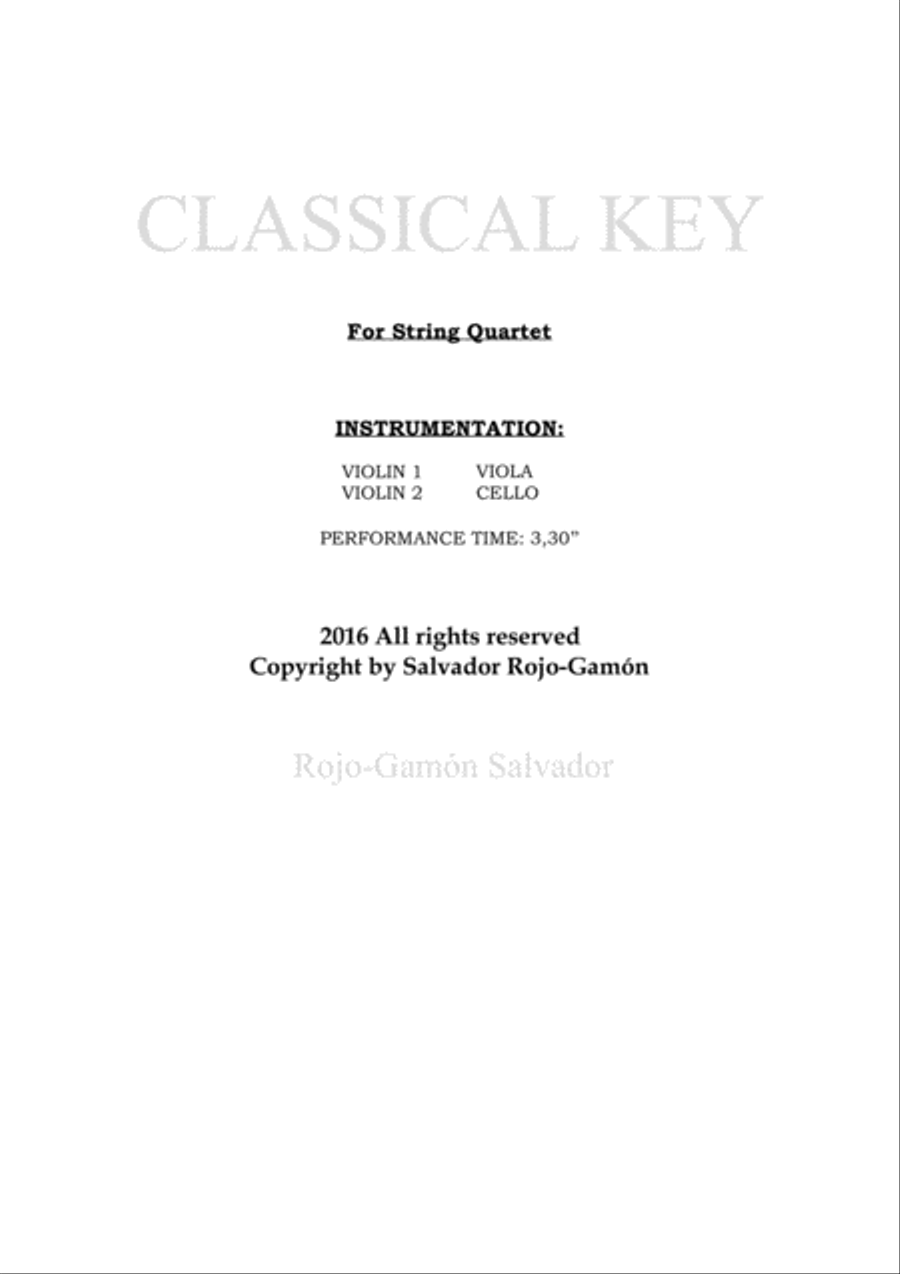 CLASSICAL KEY For String Quartet String Quartet scores gallery preview page 2
