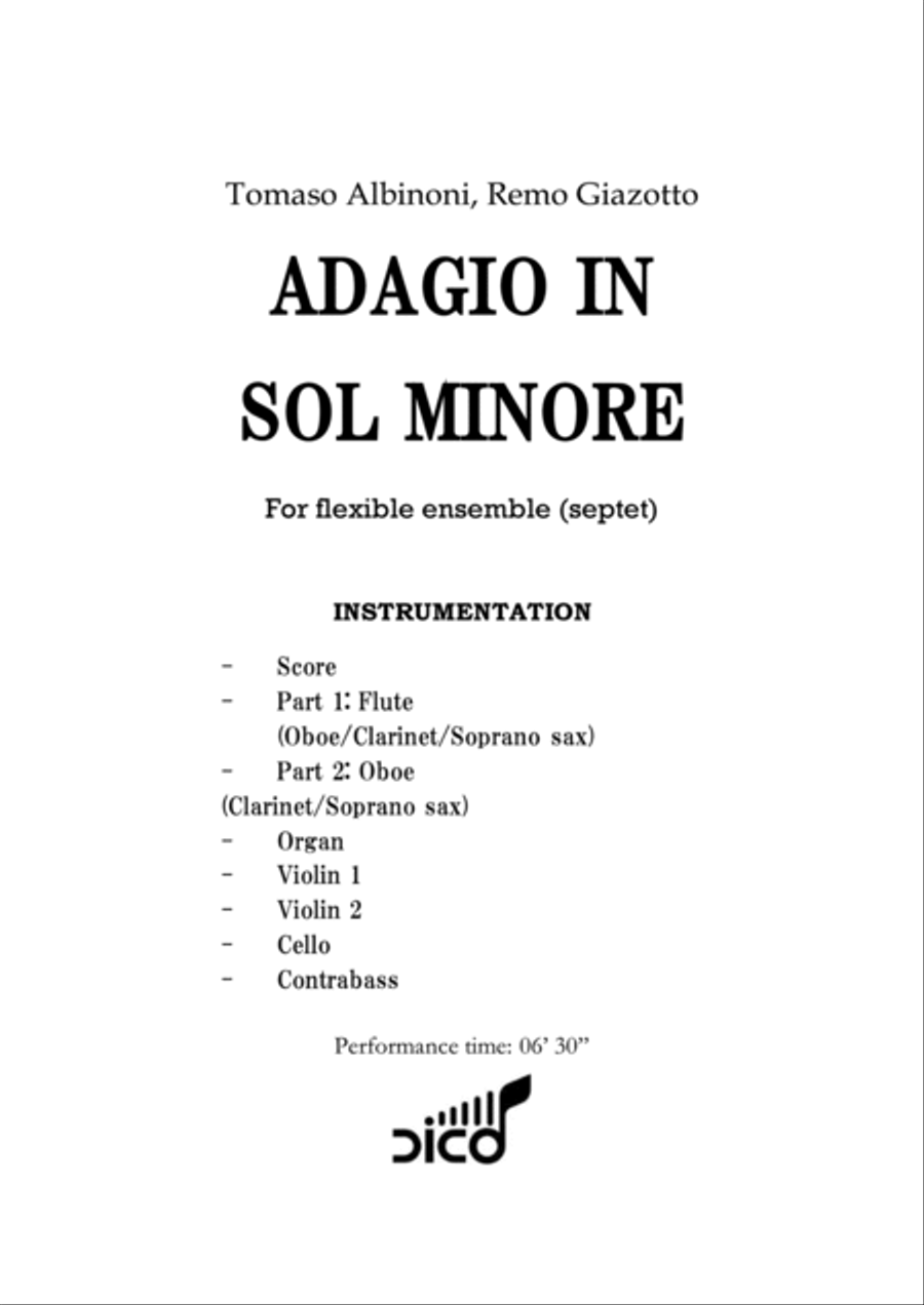 Adagio In G Minor Chamber Music scores gallery preview page 3