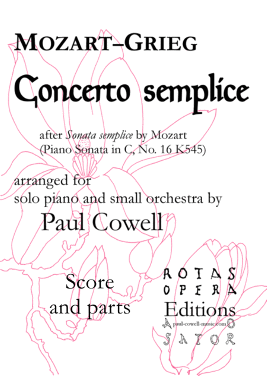 Concerto Semplice - Mozart’s Simple Sonata arranged as a concerto by Edvard Grieg and Paul Cowell Full Orchestra scores gallery preview page 1