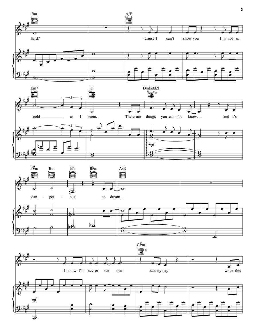 Dangerous To Dream (from Frozen: the Broadway Musical) Piano, Vocal, Guitar scores gallery preview page 3