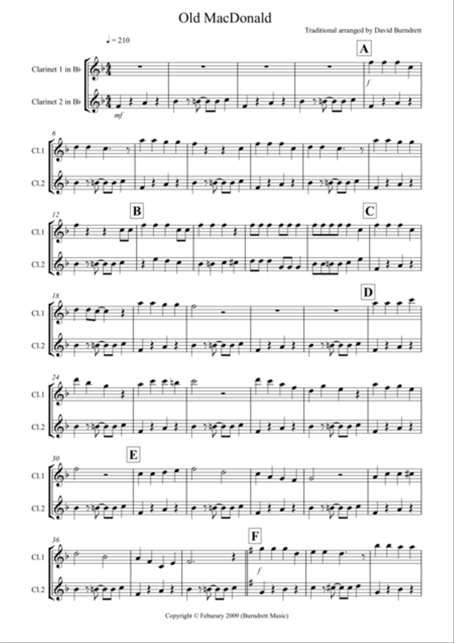 Old MacDonald! for Clarinet Duet Clarinet Duet scores gallery preview page 1