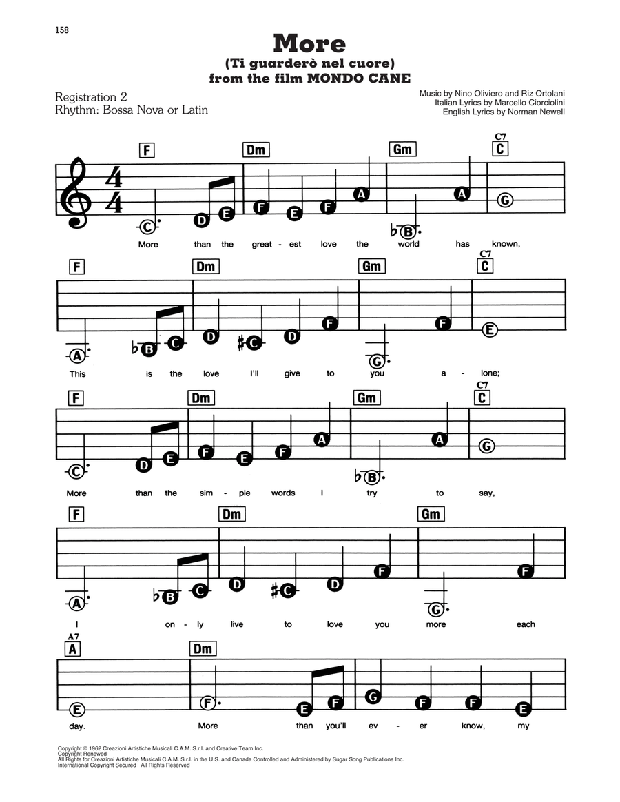 More (Ti Guardero Nel Cuore) (Theme from Mondo Cane) Electronic Keyboard scores gallery preview page 1