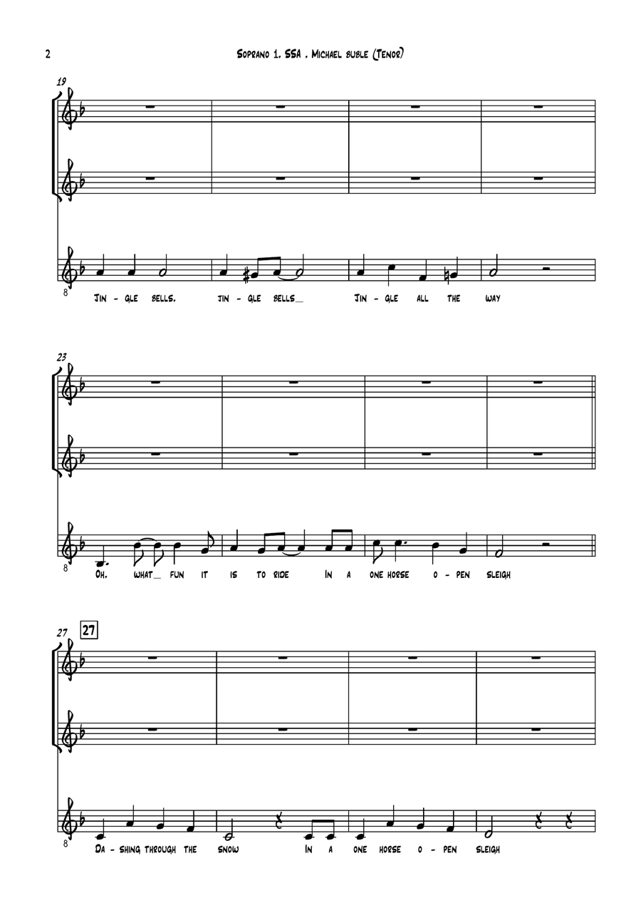 Michael Bublé - Jingle Bells (ft. The Puppini Sisters) - for SSA and Tenor solo SSA scores gallery preview page 2