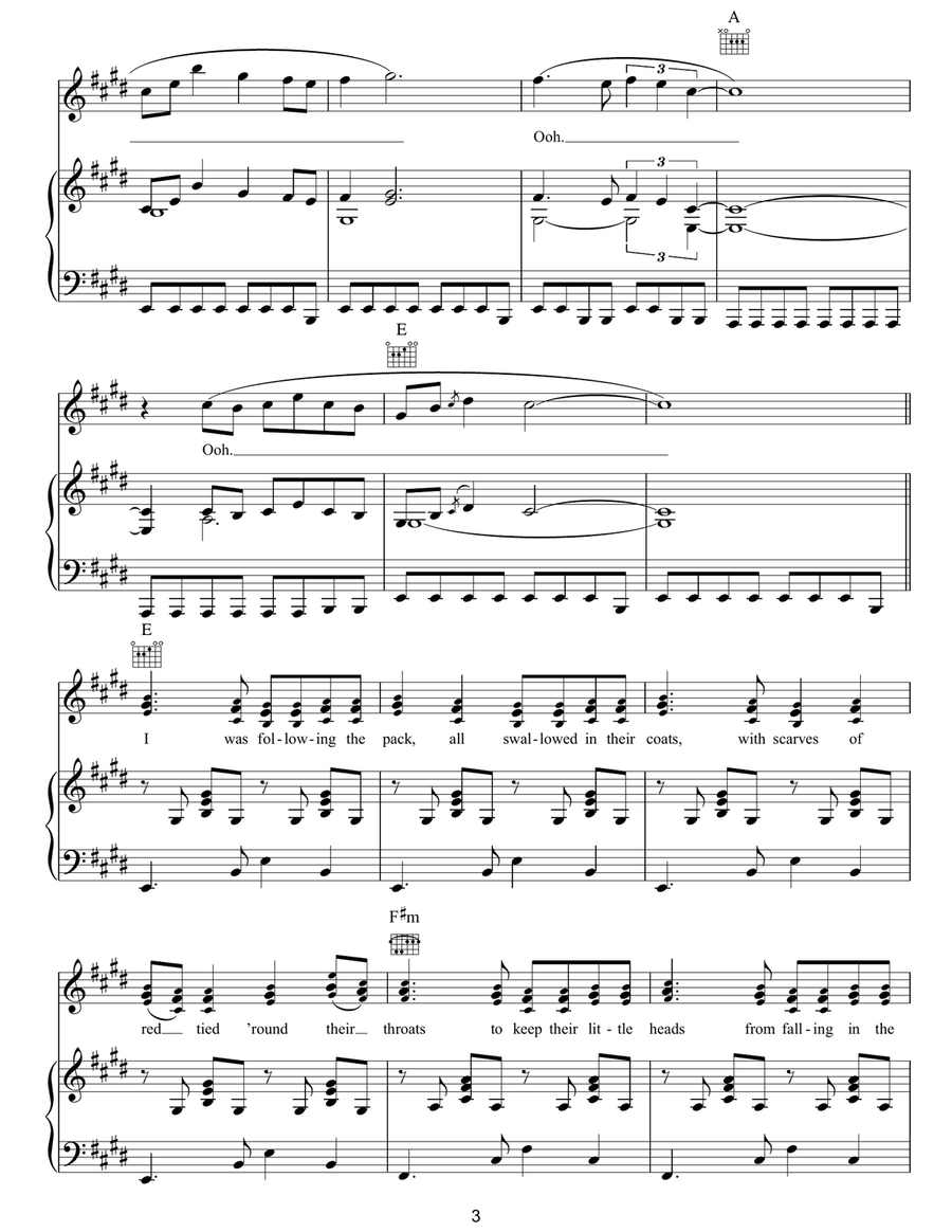 White Winter Hymnal White Winter Hymnal Piano, Vocal, Guitar scores gallery preview page 3