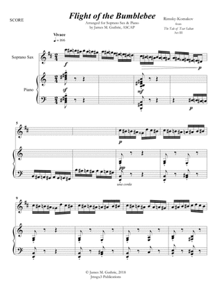 Book cover for Korsakov: Flight of the Bumblebee for Soprano Sax & Piano