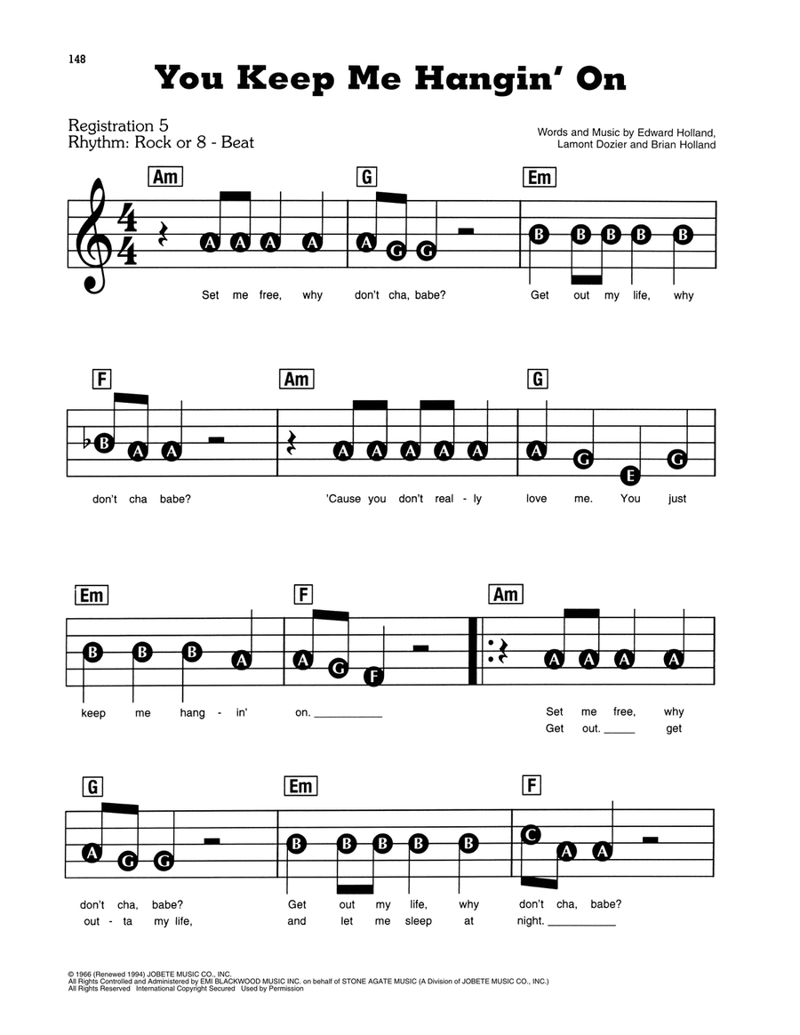 You Keep Me Hangin' On You Keep Me Hangin' On Electronic Keyboard scores gallery preview page 1