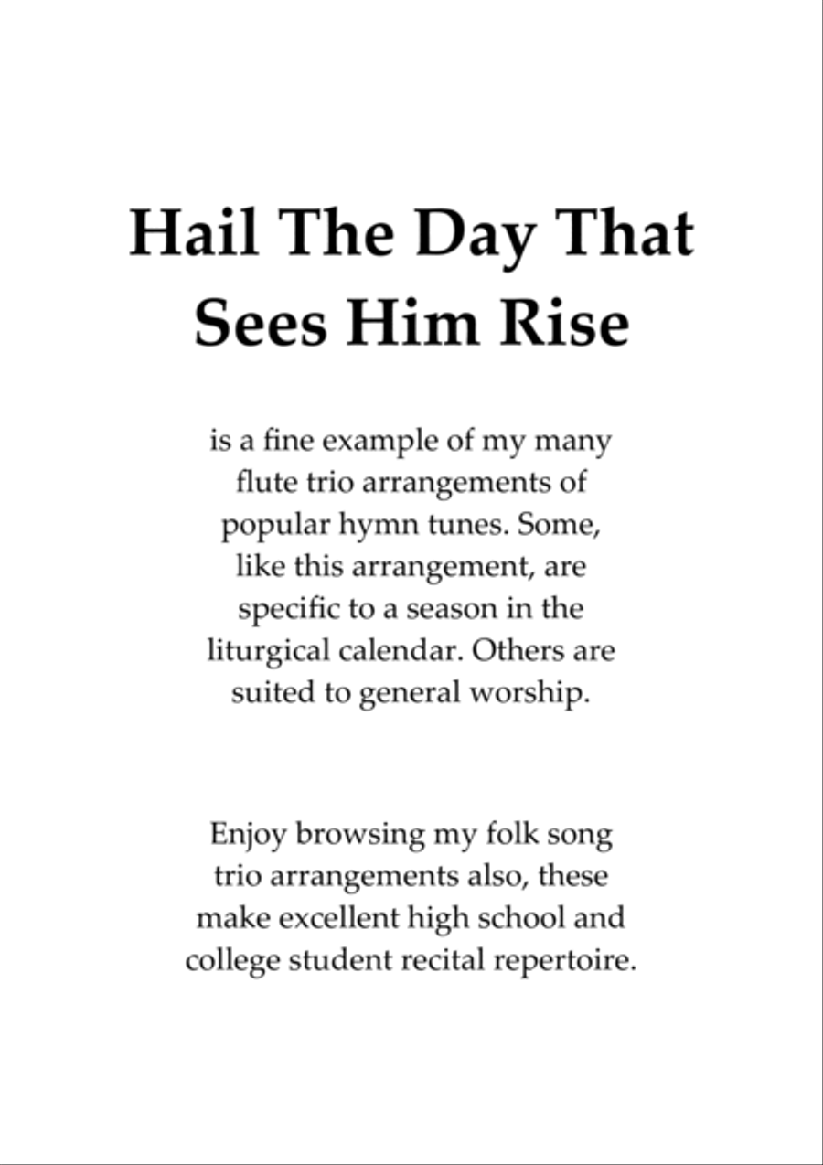 Hail The Day That Sees Him Rise, for Flute Trio Flute Trio scores gallery preview page 2