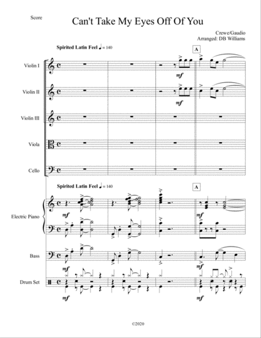 Can't Take My Eyes Off Of You Large Ensemble scores gallery preview page 1