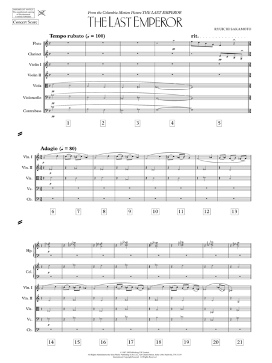 The Last Emperor Theme - Score Only Chamber Orchestra scores gallery preview page 3