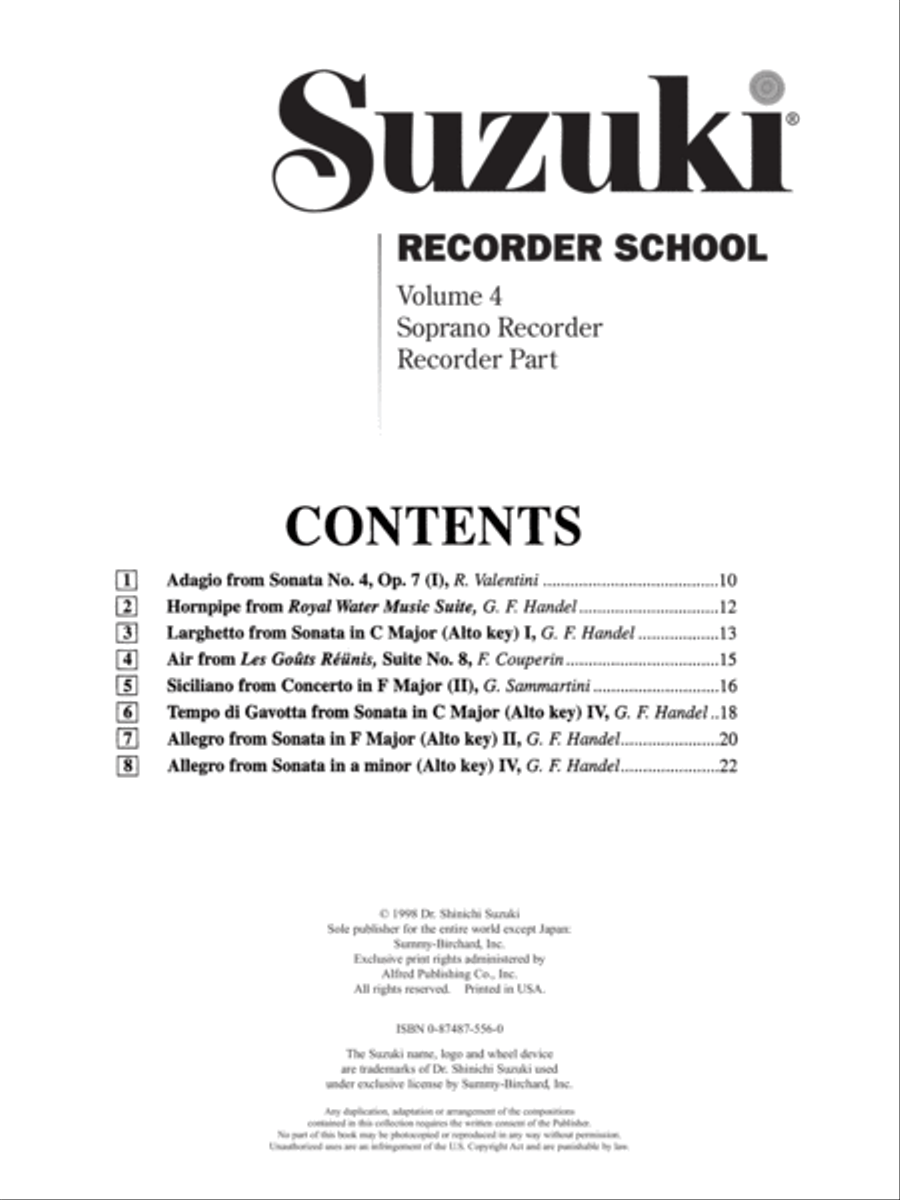 Suzuki Recorder School (Soprano Recorder), Volume 4 Soprano Recorder scores gallery preview page 5