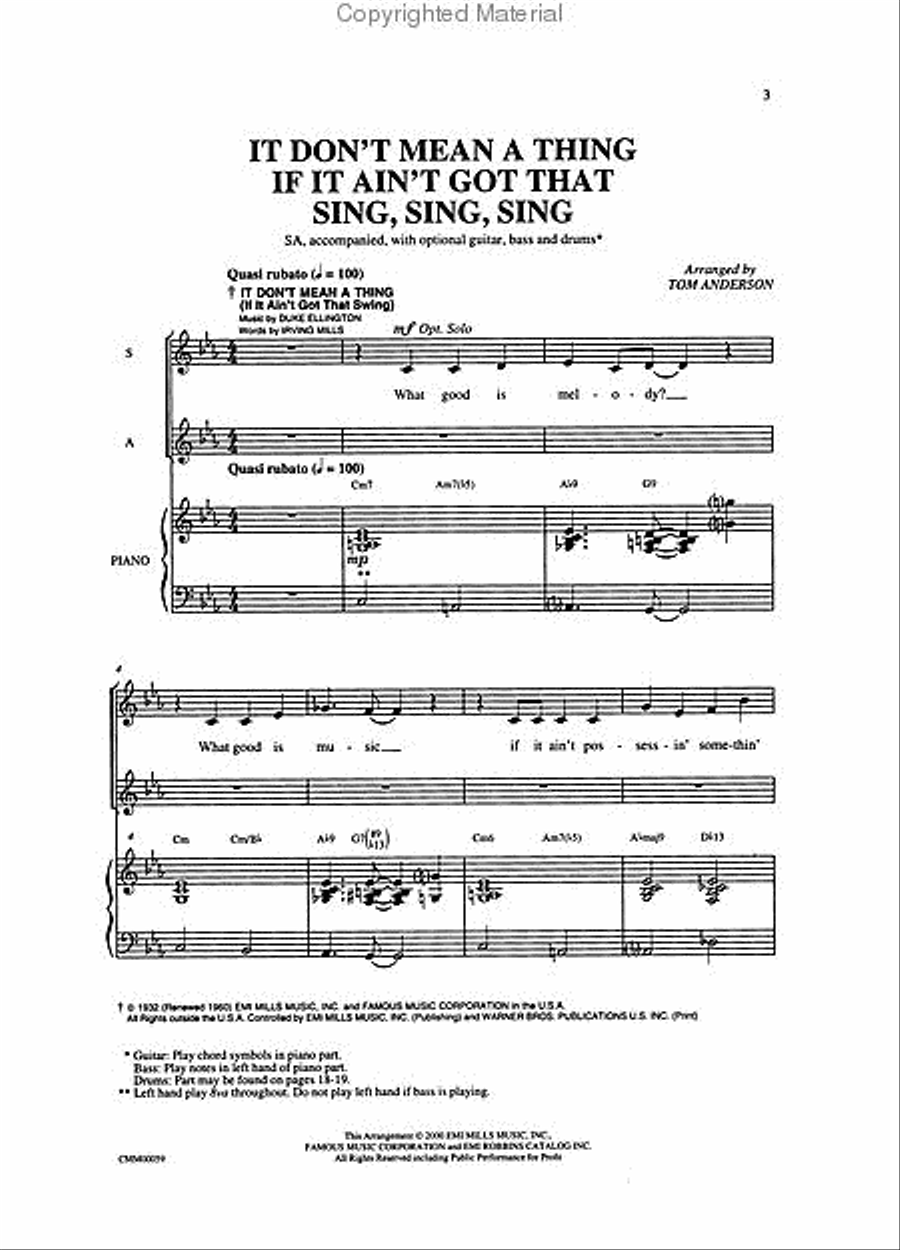 It Don't Mean a Thing If It Ain't Got That Sing, Sing, Sing 2-Part scores gallery preview page 2