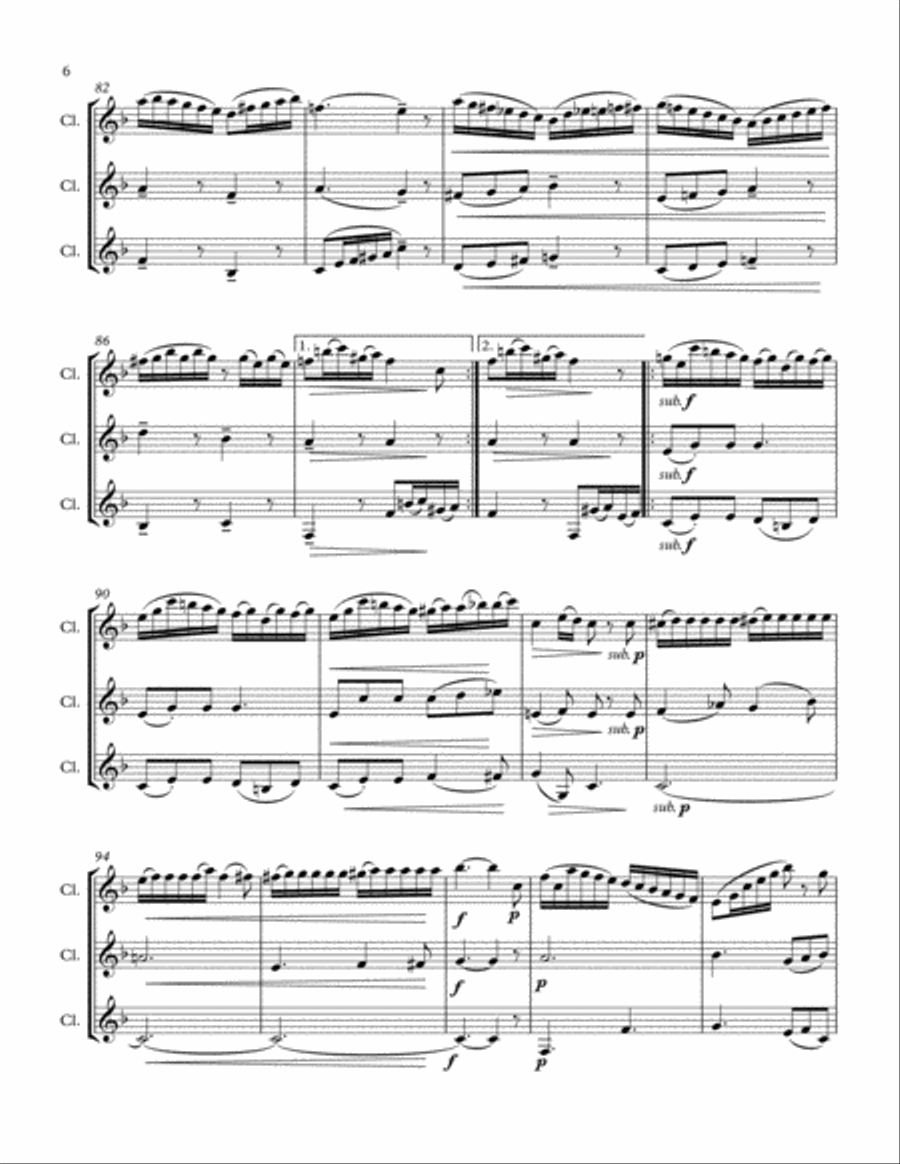 Krommer: Variations on Theme of Pleyel for Clarinet Trio Clarinet Trio scores gallery preview page 6