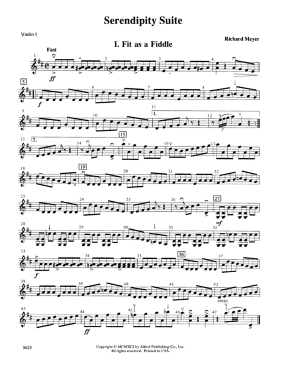 Serendipity Suite: 1st Violin String Orchestra scores gallery preview page 1
