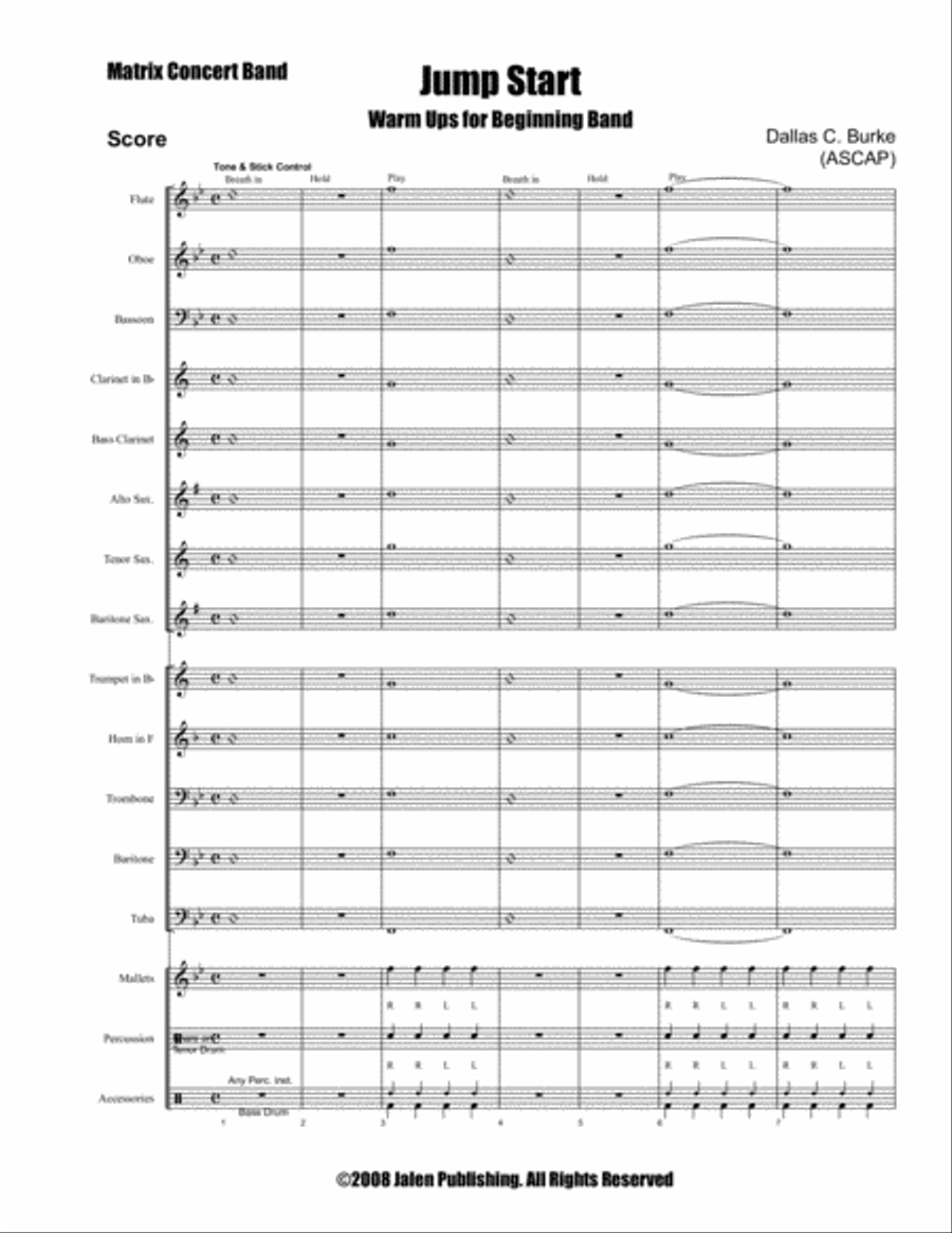 Jump Start Warm Ups for Beginning Band Concert Band scores gallery preview page 2