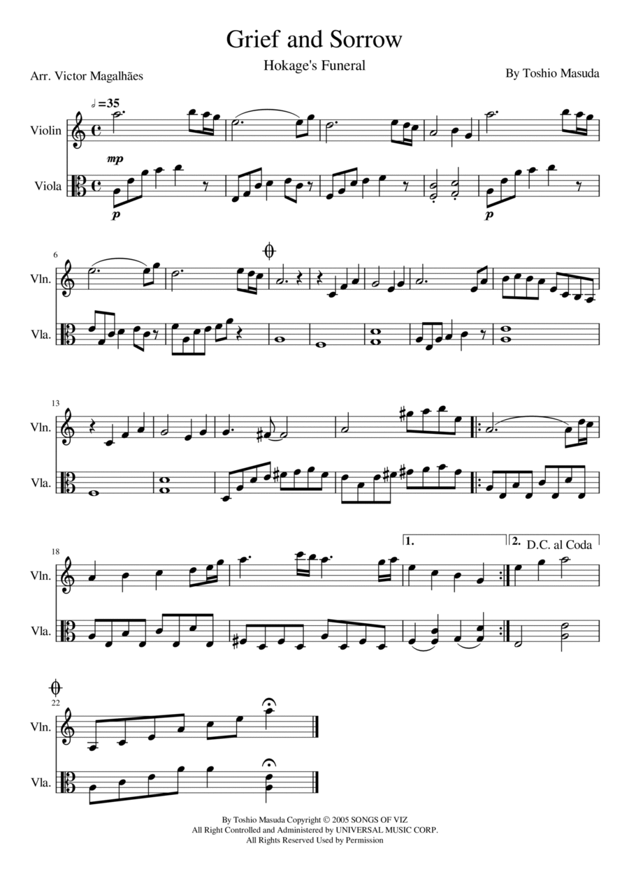 Grief And Sorrow String Duet scores gallery preview page 1
