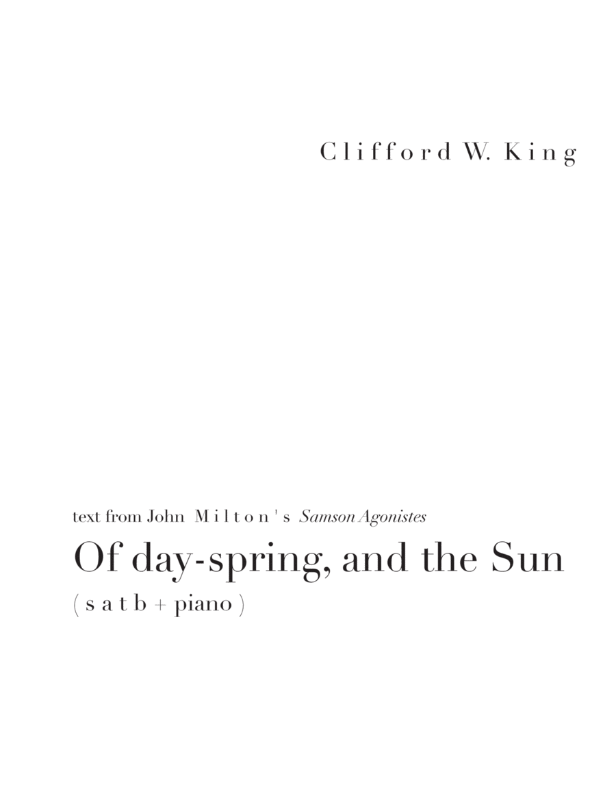 Of day-spring and the Sun ( s a t b + piano ) 4-Part scores gallery preview page 1