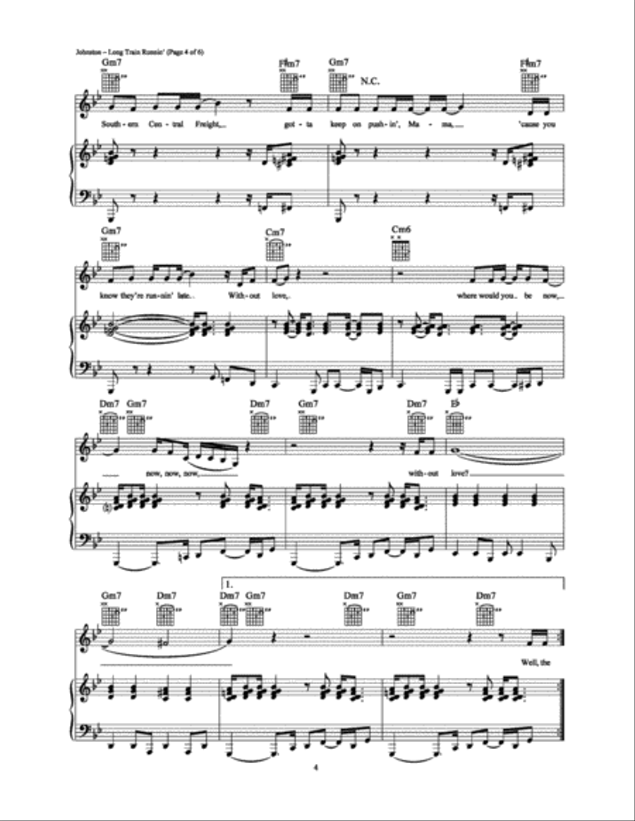 Long Train Runnin' Piano, Vocal, Guitar scores gallery preview page 4