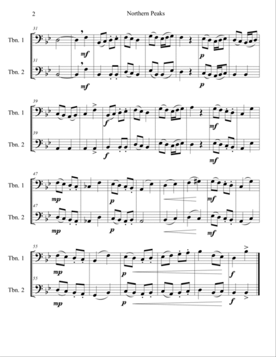 Northern Peaks Trombone Duet scores gallery preview page 3