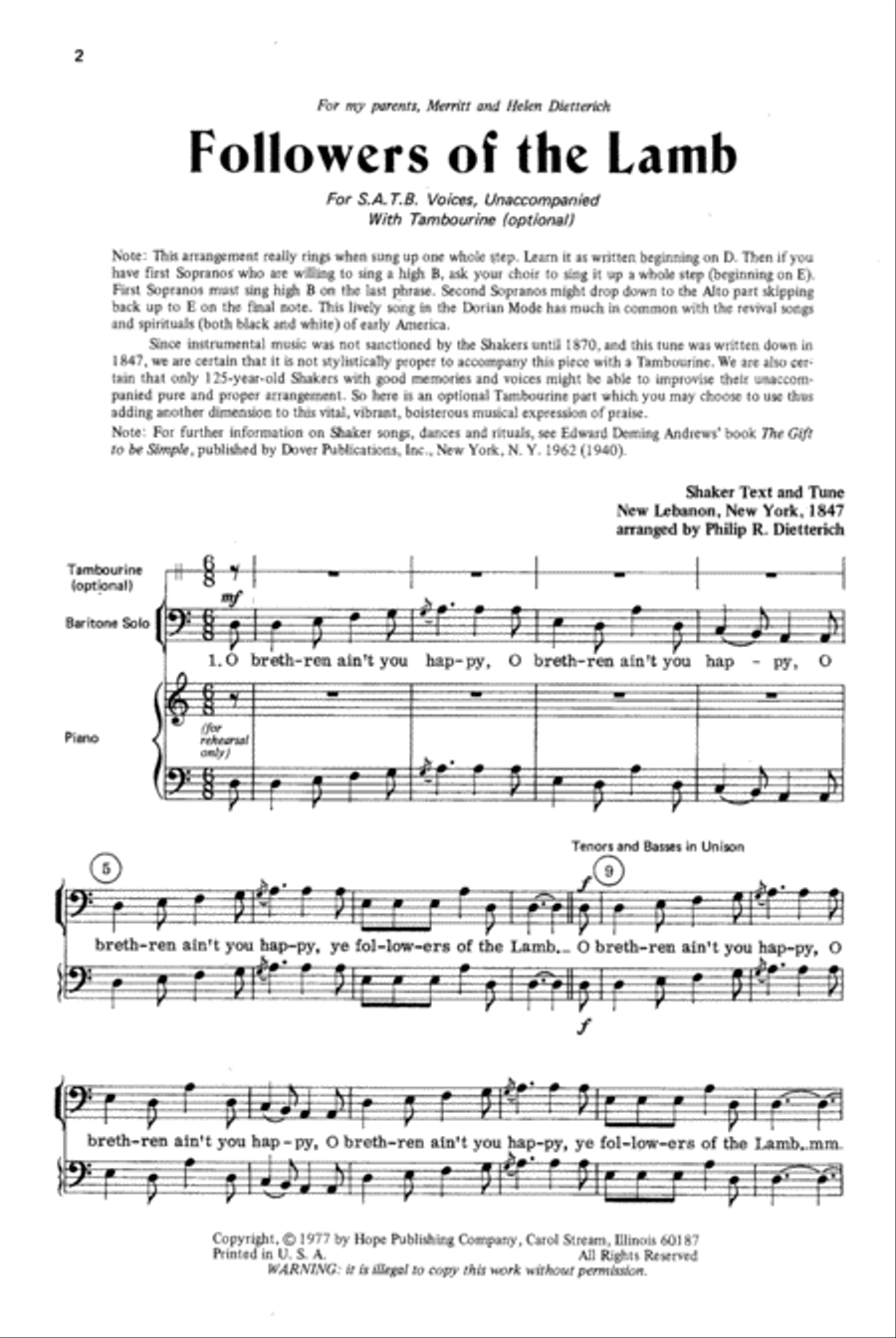 Followers of the Lamb Followers of the Lamb 4-Part scores gallery preview page 2