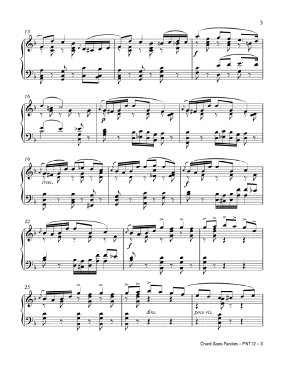 Chant Sans Paroles (Tchaikovsky) Piano Solo scores gallery preview page 3