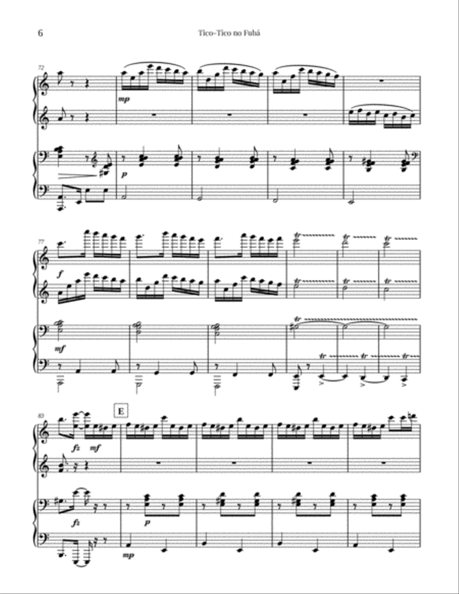 Tico-Tico no Fubá (Piano 4-hands) Piano Duet scores gallery preview page 6